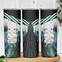 Aotearoa Korowai Motif Skinny Tumbler Hei Tiki Poutama Maori Pattern LT14 - Polynesian Pride