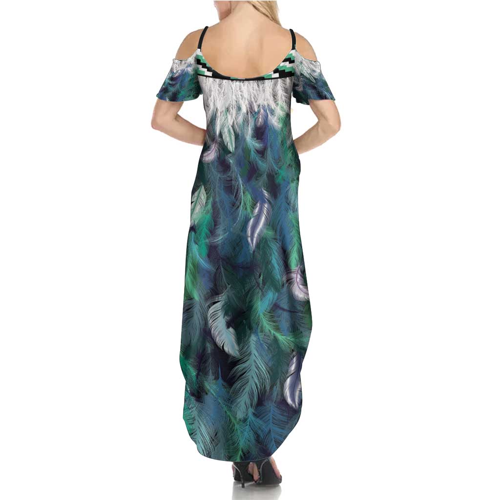 Aotearoa Korowai Motif Summer Maxi Dress Hei Tiki Poutama Maori Pattern