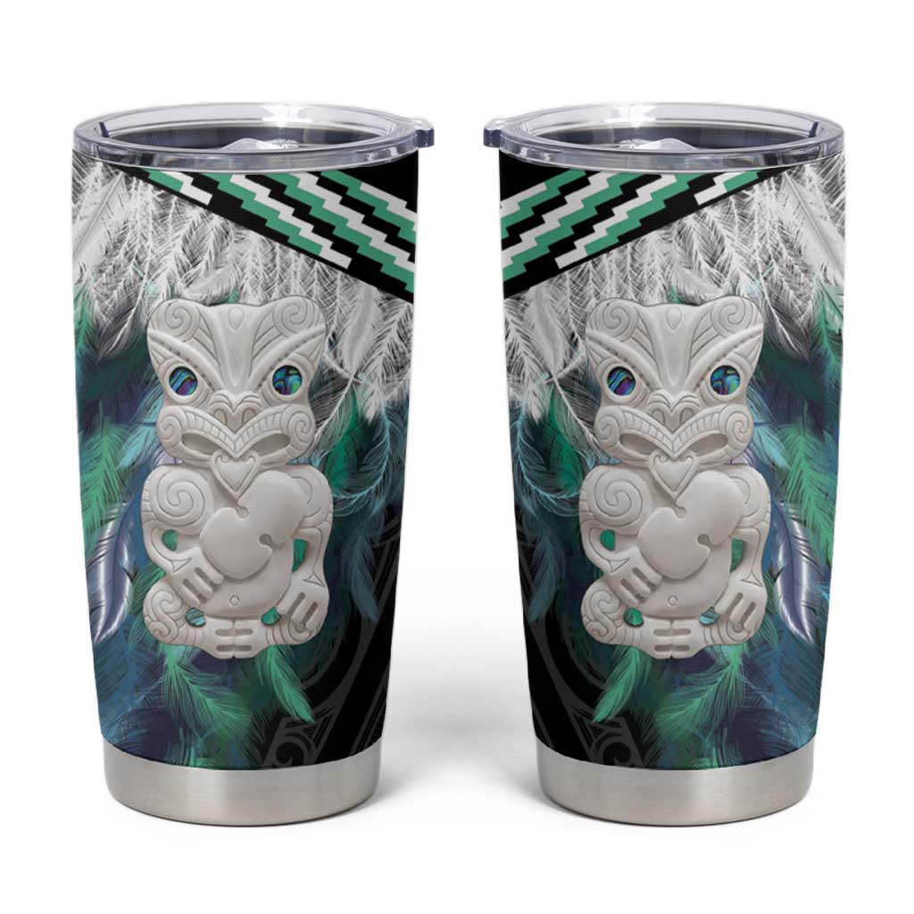 Aotearoa Korowai Motif Tumbler Cup Hei Tiki Poutama Maori Pattern LT14 Turquoise - Polynesian Pride