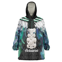Aotearoa Korowai Motif Wearable Blanket Hoodie Hei Tiki Poutama Maori Pattern