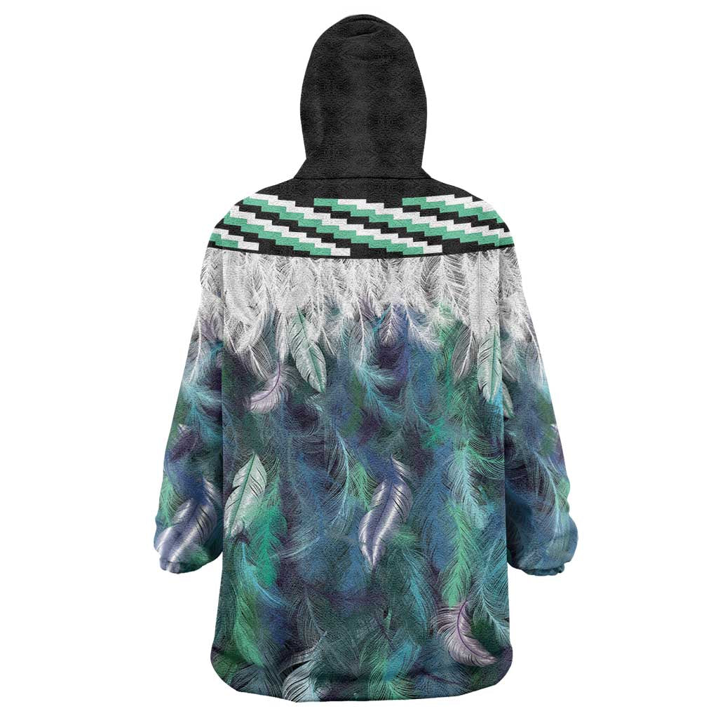 Aotearoa Korowai Motif Wearable Blanket Hoodie Hei Tiki Poutama Maori Pattern