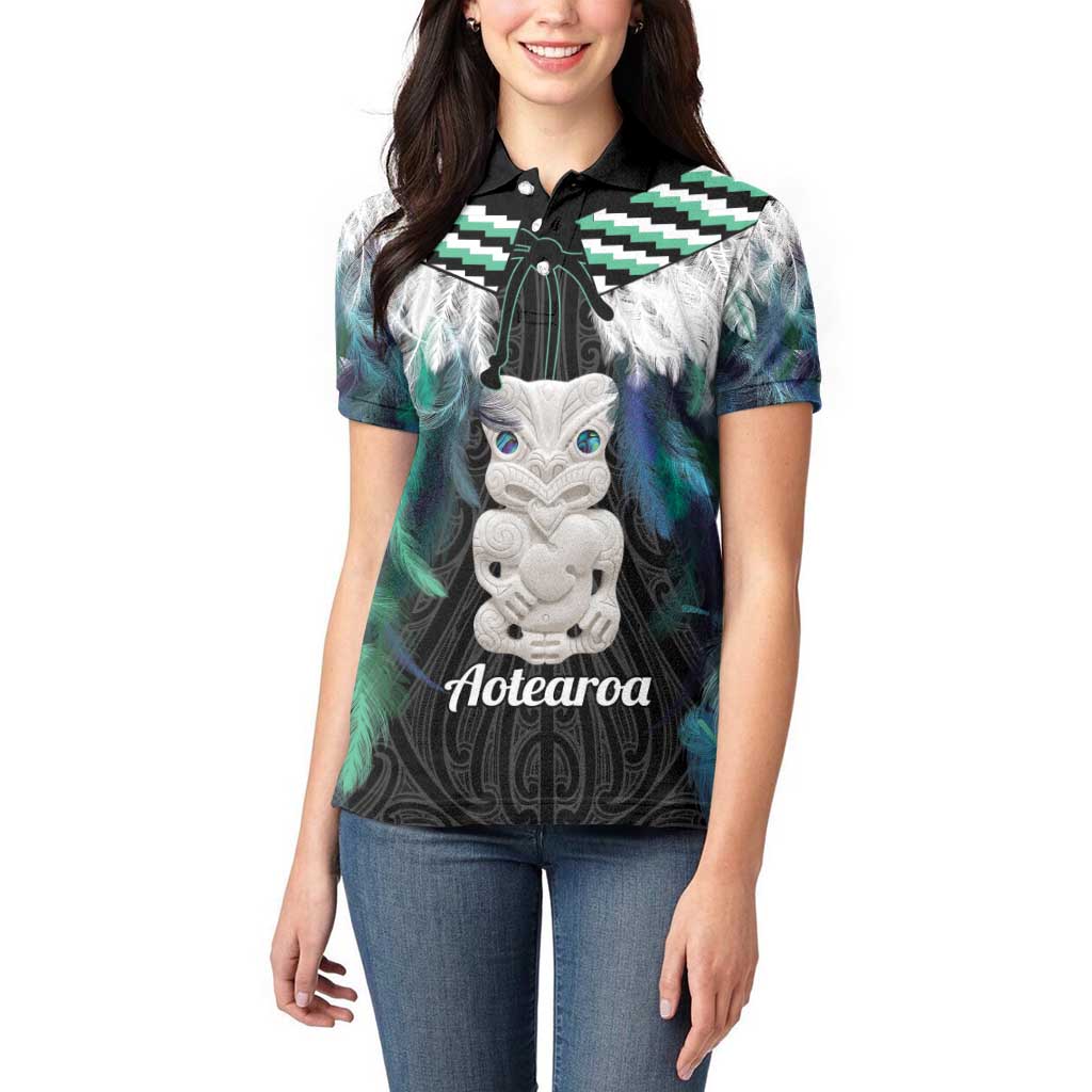 Aotearoa Korowai Motif Women Polo Shirt Hei Tiki Poutama Maori Pattern