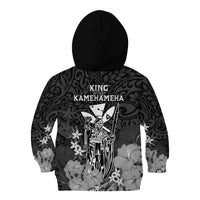Polynesian Pride King Kamehameha Day Hawaii Kid Hoodie Polynesia Tribal Kanaka And Hibiscus Black LT14 - Polynesian Pride