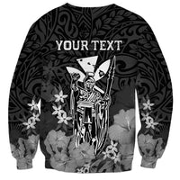 Personalised King Kamehameha Day Hawaii Sweatshirt Polynesia Tribal Kanaka And Hibiscus Black LT14 - Polynesian Pride