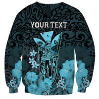 Personalised King Kamehameha Day Hawaii Sweatshirt Polynesia Tribal Kanaka And Hibiscus Turquoise LT14 - Polynesian Pride
