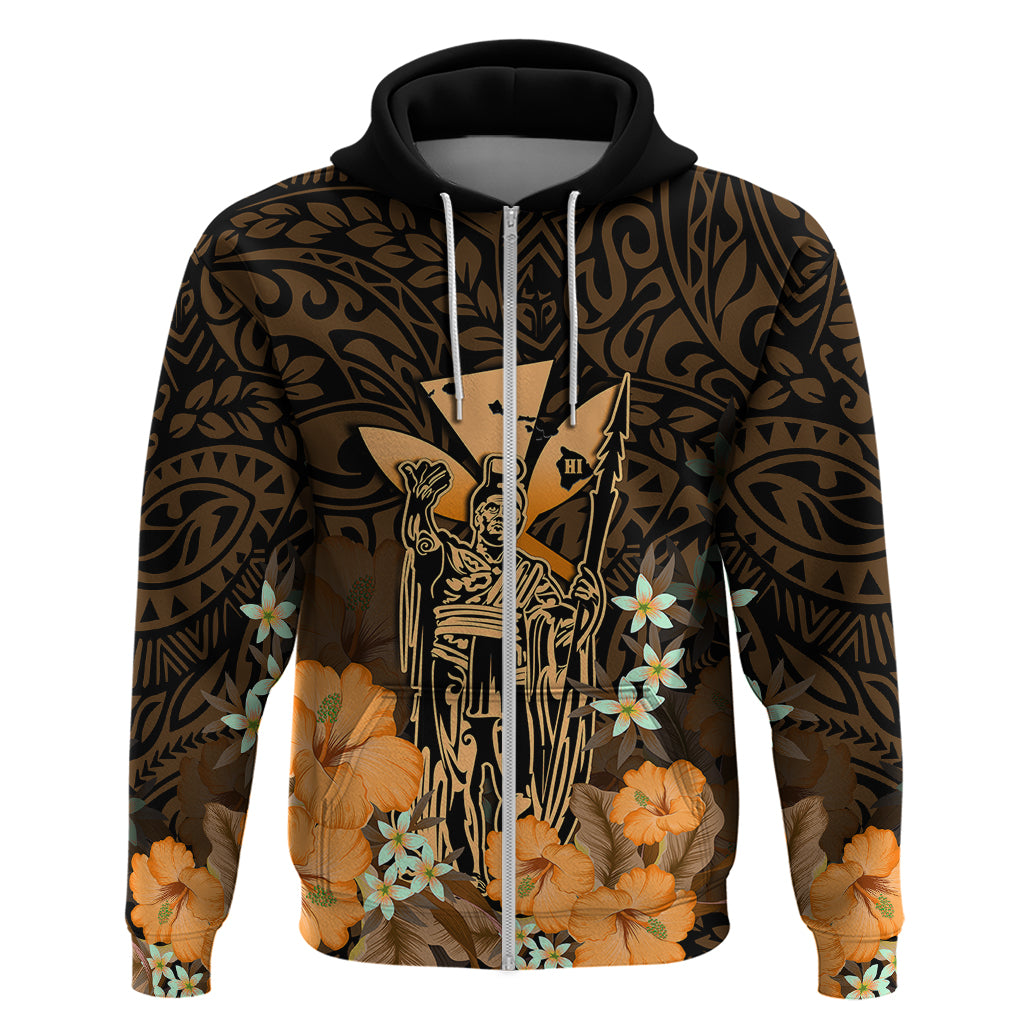 Polynesian Pride King Kamehameha Day Hawaii Hoodie Polynesia Tribal Kanaka and Hibiscus Gold LT14 - Polynesian Pride