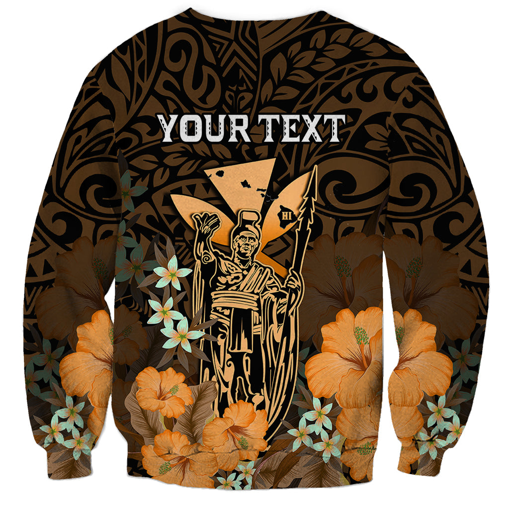 Personalised King Kamehameha Day Hawaii Sweatshirt Polynesia Tribal Kanaka And Hibiscus Gold LT14 - Polynesian Pride