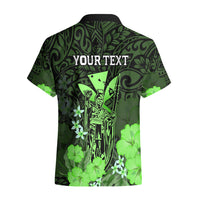 Personalised King Kamehameha Day Hawaii Hawaiian Shirt Polynesia Tribal Kanaka And Hibiscus Green LT14 - Polynesian Pride