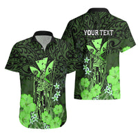 Personalised King Kamehameha Day Hawaii Hawaiian Shirt Polynesia Tribal Kanaka And Hibiscus Green LT14 - Polynesian Pride