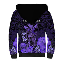 Polynesian Pride King Kamehameha Day Hawaii Sherpa Hoodie Polynesia Tribal Kanaka And Hibiscus Purple LT14 - Polynesian Pride