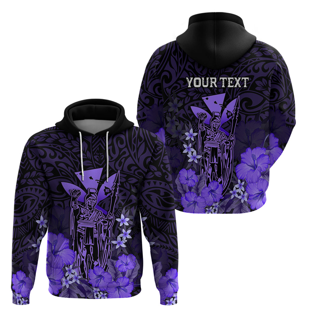 Custom King Kamehameha Day Hawaii Hoodie Polynesia Tribal Kanaka and Hibiscus Purple LT14 - Polynesian Pride