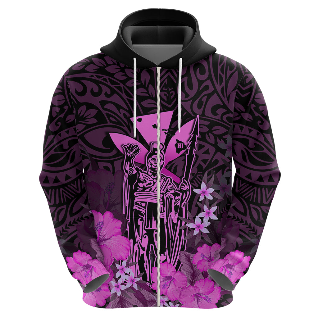 Custom King Kamehameha Day Hawaii Hoodie Polynesia Tribal Kanaka and Hibiscus Pink LT14 - Polynesian Pride