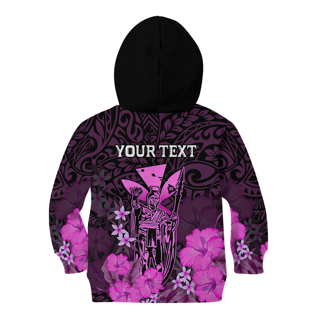 Personalised King Kamehameha Day Hawaii Kid Hoodie Polynesia Tribal Kanaka And Hibiscus Pink LT14 - Polynesian Pride