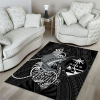 Guam Blue Marlin Fishing Area Rug Guahan Fish Hook Tattoo Black Version