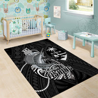 Guam Blue Marlin Fishing Area Rug Guahan Fish Hook Tattoo Black Version
