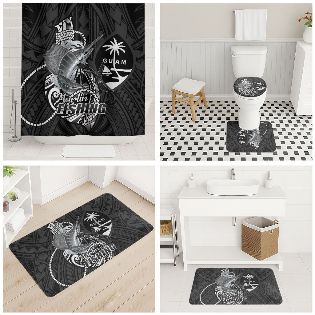 Guam Blue Marlin Fishing Bathroom Set Guahan Fish Hook Tattoo Black Version