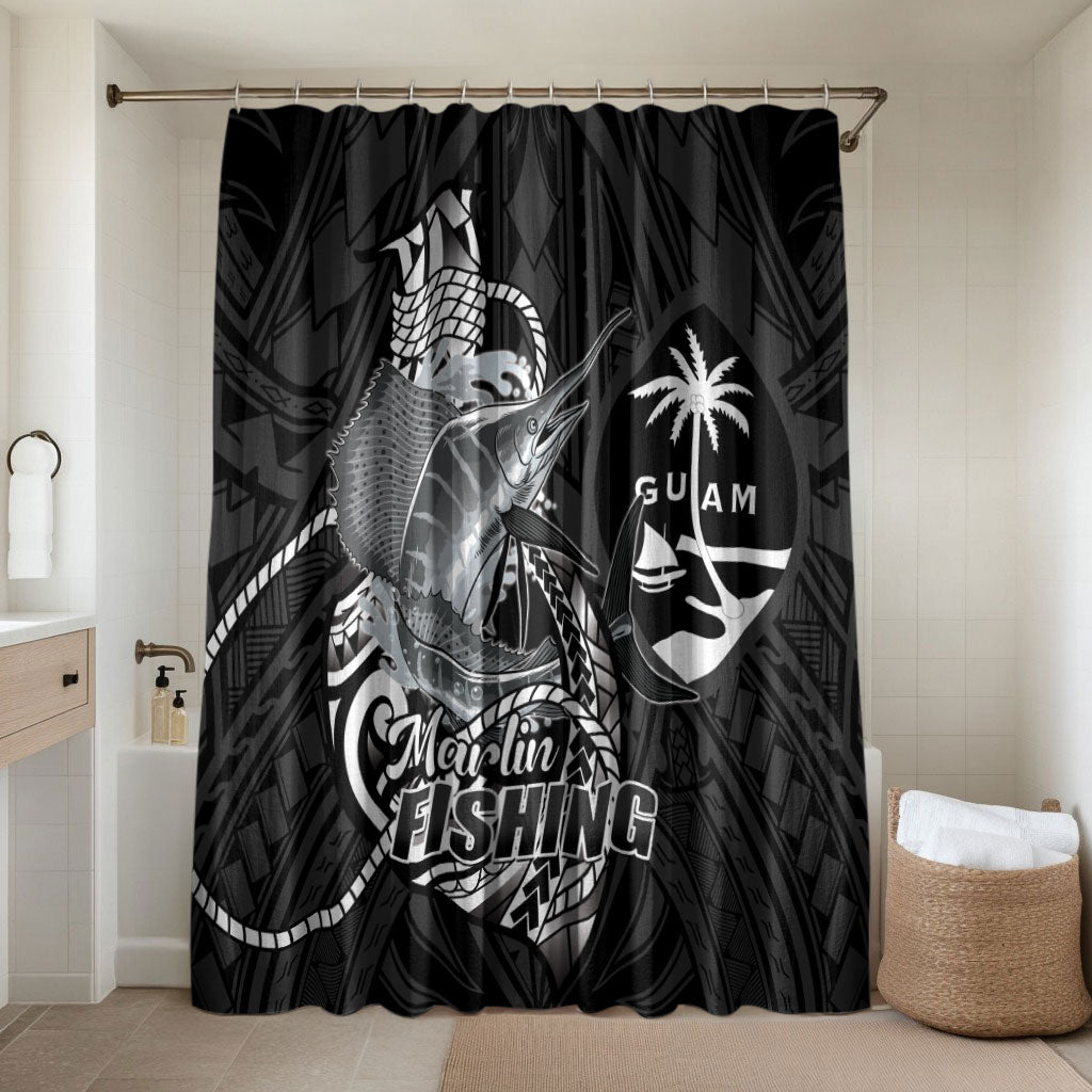 Guam Blue Marlin Fishing Bathroom Set Guahan Fish Hook Tattoo Black Version
