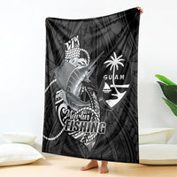 Guam Blue Marlin Fishing Blanket Guahan Fish Hook Tattoo Black Version