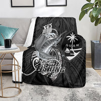 Guam Blue Marlin Fishing Blanket Guahan Fish Hook Tattoo Black Version