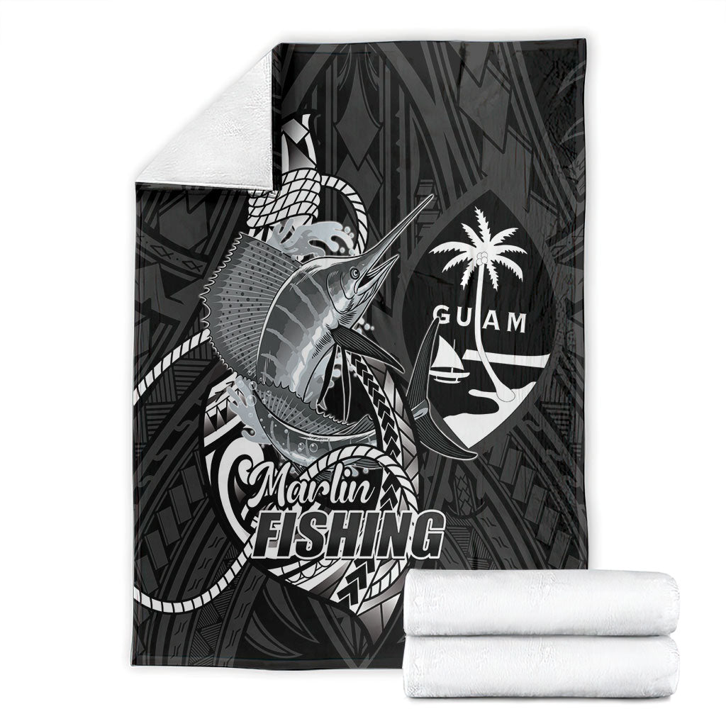 Guam Blue Marlin Fishing Blanket Guahan Fish Hook Tattoo Black Version