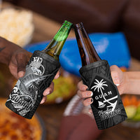 Guam Blue Marlin Fishing 4 in 1 Can Cooler Tumbler Guahan Fish Hook Tattoo Black Version LT14 - Polynesian Pride