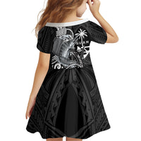 Guam Blue Marlin Fishing Family Matching Long Sleeve Bodycon Dress and Hawaiian Shirt Guahan Fish Hook Tattoo Black Version LT14 - Polynesian Pride