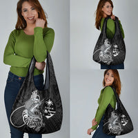 Guam Blue Marlin Fishing Grocery Bag Guahan Fish Hook Tattoo Black Version