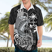 Guam Blue Marlin Fishing Hawaiian Shirt Guahan Fish Hook Tattoo Black Version LT14 - Polynesian Pride