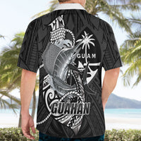 Guam Blue Marlin Fishing Hawaiian Shirt Guahan Fish Hook Tattoo Black Version LT14 - Polynesian Pride