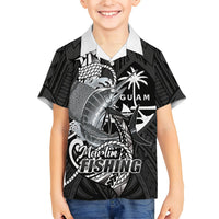 Guam Blue Marlin Fishing Hawaiian Shirt Guahan Fish Hook Tattoo Black Version LT14 - Polynesian Pride