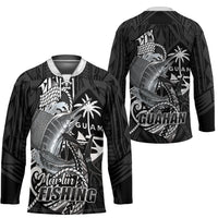 Guam Blue Marlin Fishing Hockey Jersey Guahan Fish Hook Tattoo Black Version