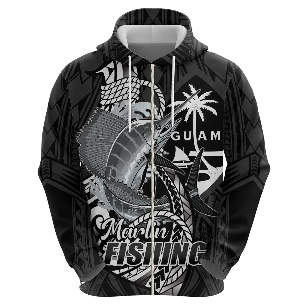 Guam Blue Marlin Fishing Hoodie Guahan Fish Hook Tattoo Black Version LT14 - Polynesian Pride
