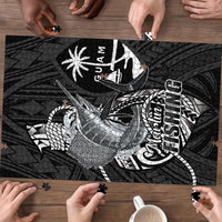Guam Blue Marlin Fishing Puzzle Guahan Fish Hook Tattoo Black Version