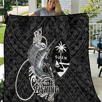 Guam Blue Marlin Fishing Quilt Guahan Fish Hook Tattoo Black Version