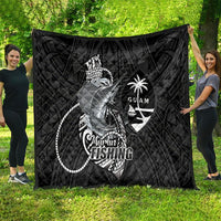 Guam Blue Marlin Fishing Quilt Guahan Fish Hook Tattoo Black Version