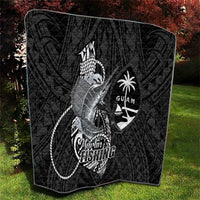 Guam Blue Marlin Fishing Quilt Guahan Fish Hook Tattoo Black Version