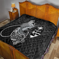 Guam Blue Marlin Fishing Quilt Guahan Fish Hook Tattoo Black Version
