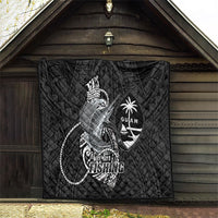 Guam Blue Marlin Fishing Quilt Guahan Fish Hook Tattoo Black Version