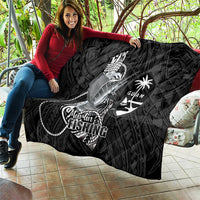 Guam Blue Marlin Fishing Quilt Guahan Fish Hook Tattoo Black Version