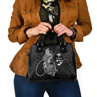 Guam Blue Marlin Fishing Shoulder Handbag Guahan Fish Hook Tattoo Black Version