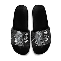 Guam Blue Marlin Fishing Slide Sandals Guahan Fish Hook Tattoo Black Version