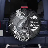 Guam Blue Marlin Fishing Spare Tire Cover Guahan Fish Hook Tattoo Black Version