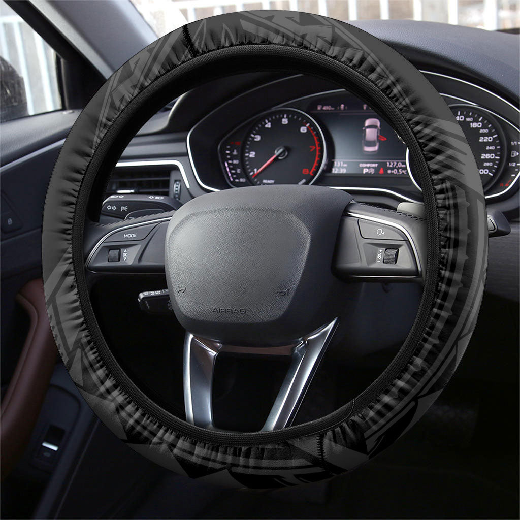 Guam Blue Marlin Fishing Steering Wheel Cover Guahan Fish Hook Tattoo Black Version LT14 - Polynesian Pride