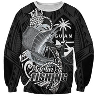 Guam Blue Marlin Fishing Sweatshirt Guahan Fish Hook Tattoo Black Version