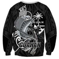 Guam Blue Marlin Fishing Sweatshirt Guahan Fish Hook Tattoo Black Version