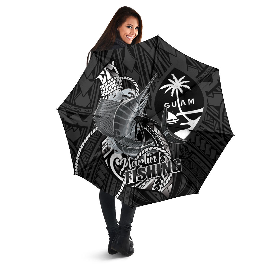 Guam Blue Marlin Fishing Umbrella Guahan Fish Hook Tattoo Black Version