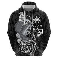 Guam Blue Marlin Fishing Zip Hoodie Guahan Fish Hook Tattoo Black Version LT14 - Polynesian Pride