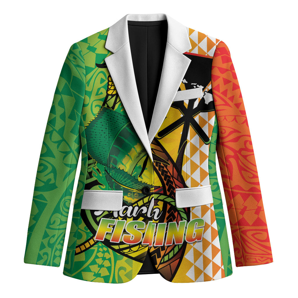 Hawaii Blue Marlin Fishing Blazer Hawaiian Kanaka Kakau Reggae LT14 Unisex Reggae - Polynesian Pride
