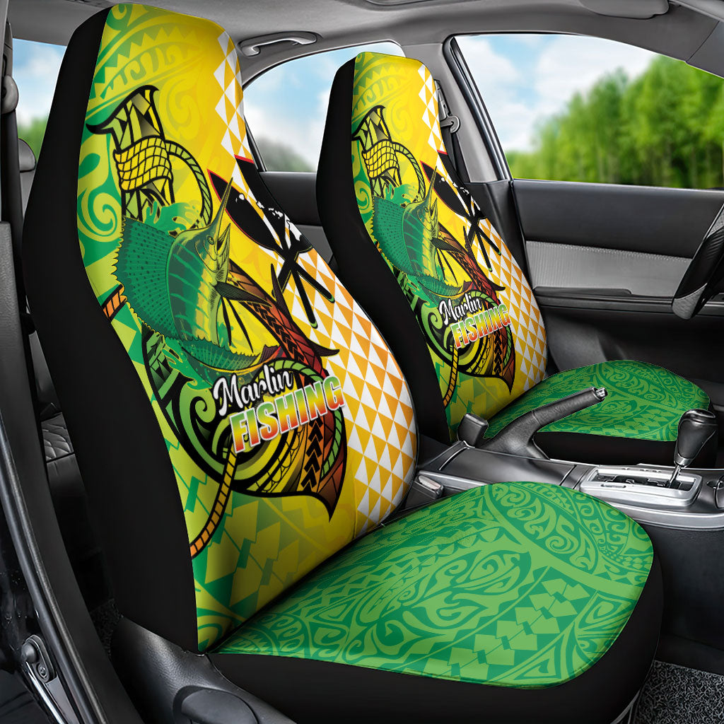 Hawaii Blue Marlin Fishing Car Seat Cover Hawaiian Kanaka Kakau Reggae LT14 - Polynesian Pride
