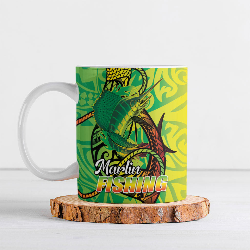 Hawaii Blue Marlin Fishing Ceramic Mug Hawaiian Kanaka Kakau Reggae LT14 Reggae - Polynesian Pride